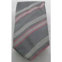 Harrods grey mix & pink striped silk tie