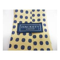 Hackett Designer Silk Tie Honey Dew Yellow With Navy Design