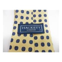 hackett designer silk tie honey dew yellow with navy design