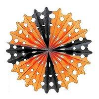 Halloween Paper Fan Blk/orange 55cm Accessory For Spooky Fancy Dress