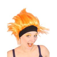 Hair Wig With Headband, Black/orange Lad