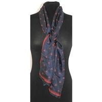 Hampton Hall Ltd. New York Vintage Navy Blue And Crimson Red Silk Scarf With Rolled Edges