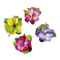 Hairclip Lge 3 Hibiscus Flowers Accessory For Tropical Hawiian Fancy Dress