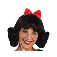 Hair Wig Brown Mid Length With Red Bow
