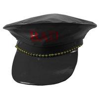 hat police fake leather bad girl black