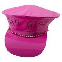 hat police fake leather bad girl pink