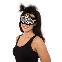 Harlequin Eye Mask With Tall Feathers