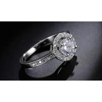 Halo Engagement Ring Made With Swarovski Elements