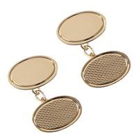 Harrison Brothers and Howson 9ct Oval Textured Chain Cufflinks 4588