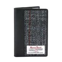 harris tweed black grey tartan passport holder