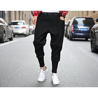 Harem Chinos Pants, Casual/Daily Simple Solid Mid Rise Elasticity Cotton Micro-elastic Spring Fall