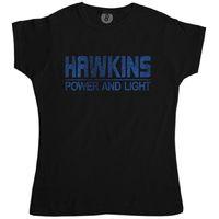 hawkins power and light stranger things inspired womens fitted t shirt