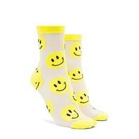 Happy Face Mesh Crew Socks