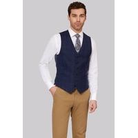 Hardy Amies Tailored Fit Navy Brown Hopsack Waistcoat