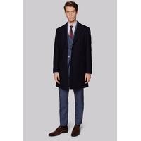 Hardy Amies Tailored Fit Navy Wool Overcoat