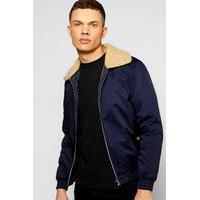 Harrington Jacket with Borg Collar - navy