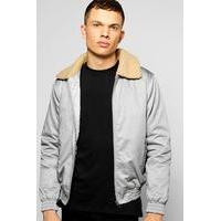 Harrington Jacket with Borg Collar - grey