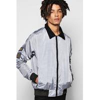 harrington jacket with borg collar silver