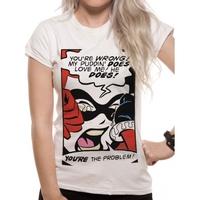 Harley Quinn - You\'Re The Problem Fitted T-shirt White Large