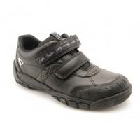 hat trick black leather boys riptape school shoes