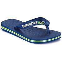 havaianas brasil logo girlss childrens flip flops sandals in blue