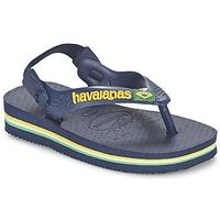 havaianas baby brasil logo boyss childrens flip flops sandals in blue