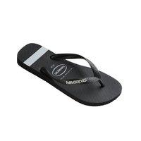 havaianas top stripes logo flip flops black white