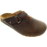 Haflinger bio gero men\'s dunkelbraun slip on buckle mule style clog sanda men\'s Sandals in brown