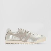 harrier metallic low top leather trainers