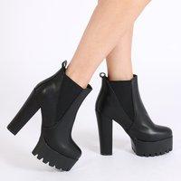 Hallie PU High Heel Chelsea Boots, Black