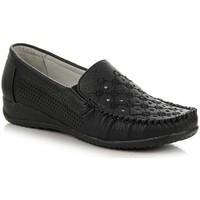 hasby czarne wsuwane aurowe womens loafers casual shoes in black