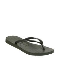 Havaianas Slim Logo Metallic Flip Flops GREEN OLIVE