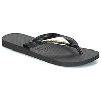 havaianas top logo metallic womens flip flops sandals shoes in black