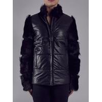 Harrow Black Fur Sleeve Puffa Jacket