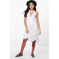 Halterneck Ruffle HStrappy Mini Dress - white