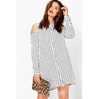 hayley cut out shoulder shirt dress white