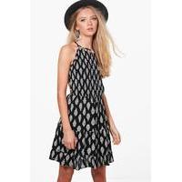 halterneck coin printed sun dress black