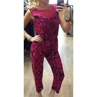 Harriet crochet neckline jumpsuit pink