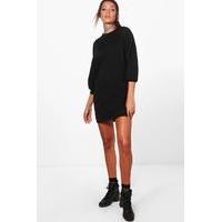 Hayley Balloon Sleeve Sweater Dress - black