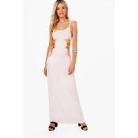 Halterneck Embroidered Maxi Dress - white