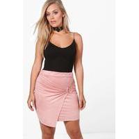 Harriet Suedette Wrap O-Ring Mini Skirt - rose