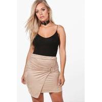 Harriet Suedette Wrap O-Ring Mini Skirt - beige