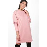 Half Baloon Sleeve Sweat Dress - rose