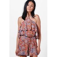 Halterneck Paisley Playsuit - multi