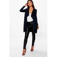 Hannah Ponte Wrap Front Duster Jacket - navy