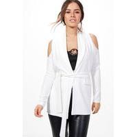 Hannah Open Shoulder Blazer - white