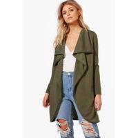 hannah ponte wrap front duster jacket khaki