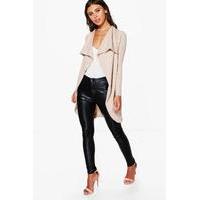 Hannah Ponte Wrap Front Duster Jacket - sand