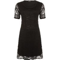 haven floral lace short sleeve dress black