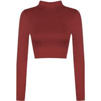 Harmony Basic Long Sleeve Turtleneck Crop Top - Wine